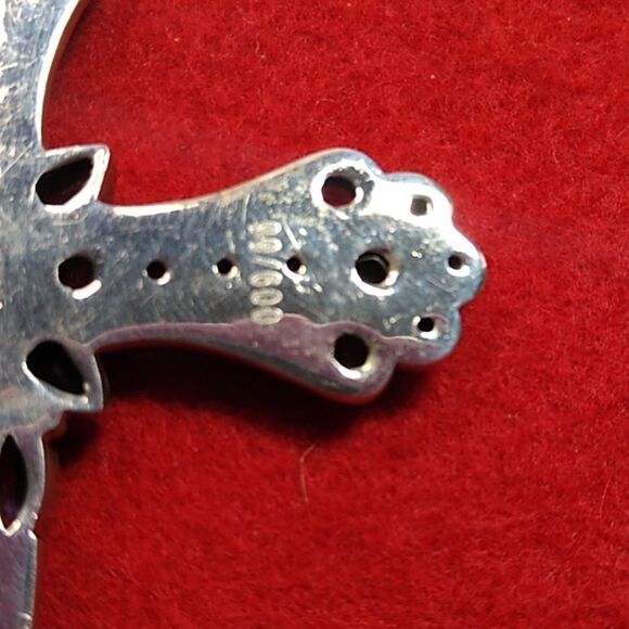 Vintage Faceted Amethyst Garnet Peridot Sterling Silver Cross/Chain & Turquoise - Picture 11 of 12